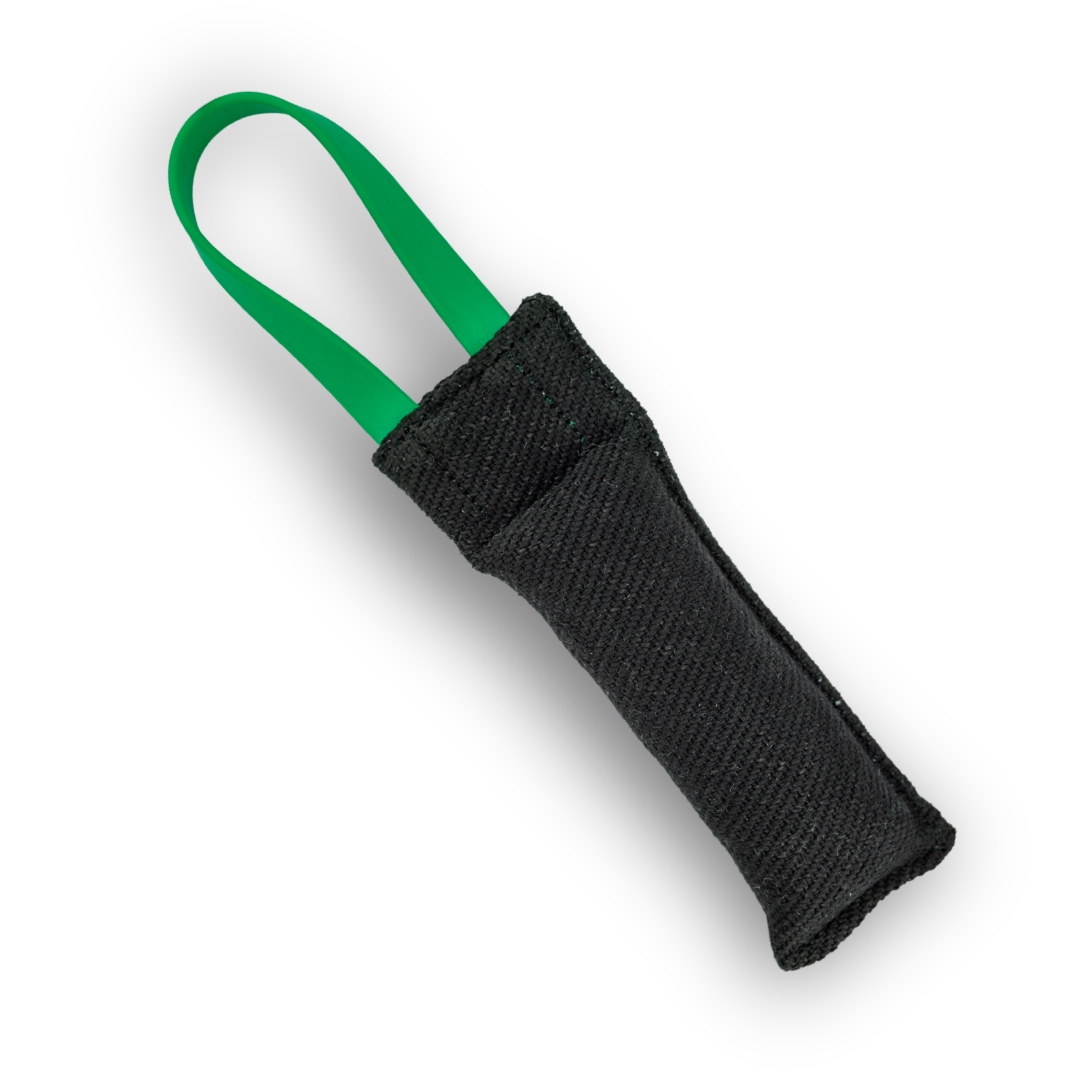 Pocket French linen tug toy with BioThane handles, handcrafted for dog training and play