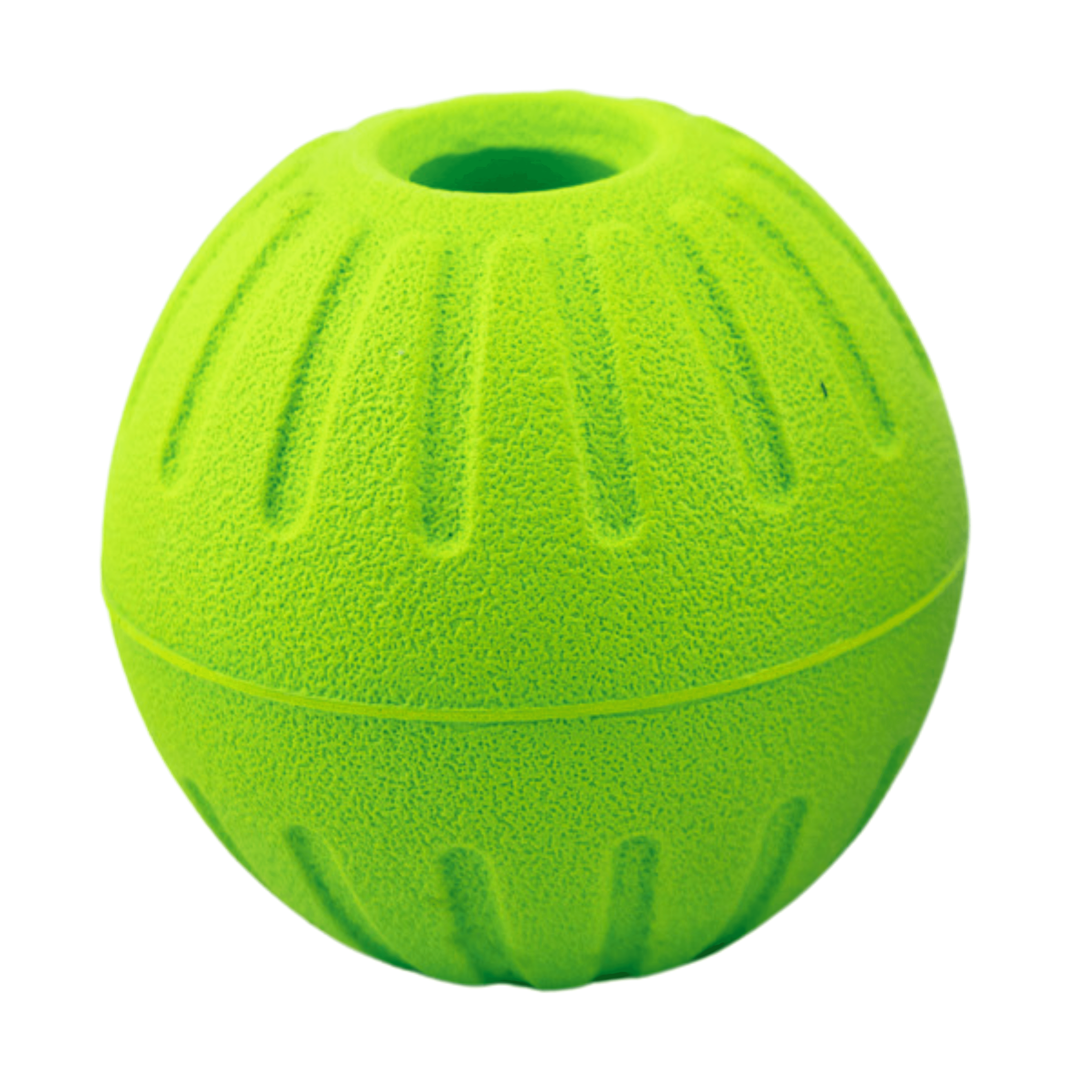 Durable EVA foam ball with center hole for dogs, ideal for safe fetch play.