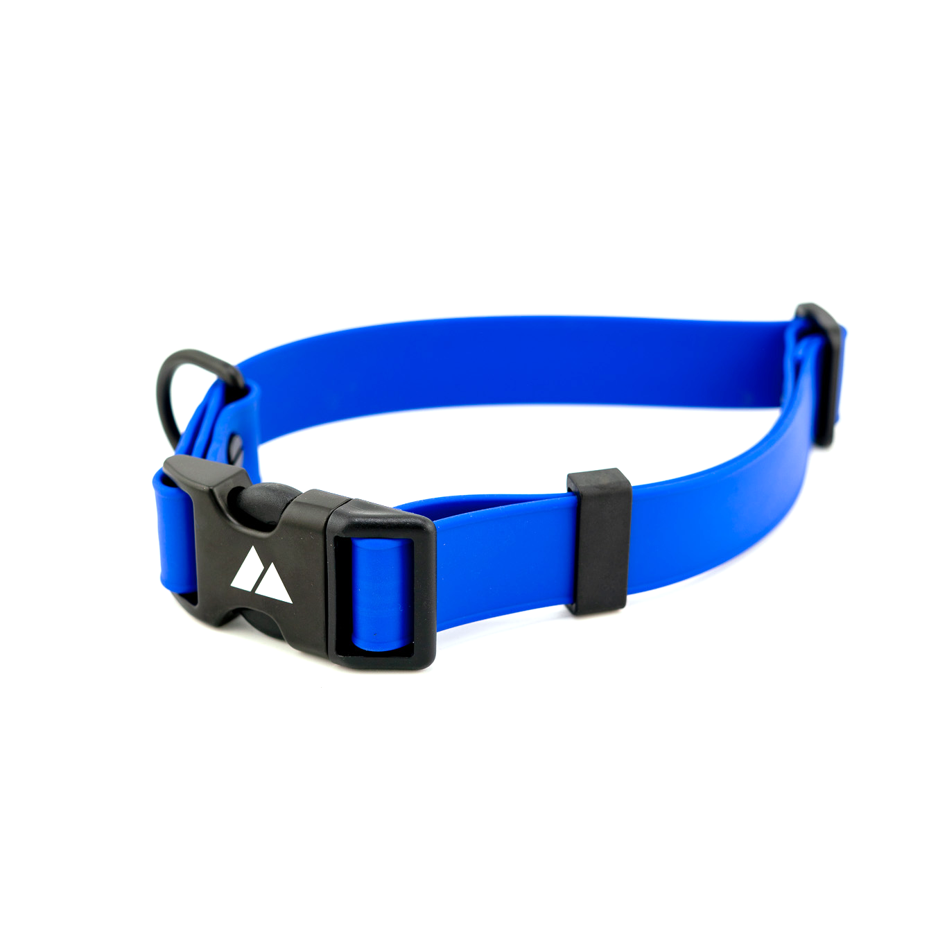 ECO Adjustable BioThane Dog Collar in blue color, featuring adjustable length and durable buckle.